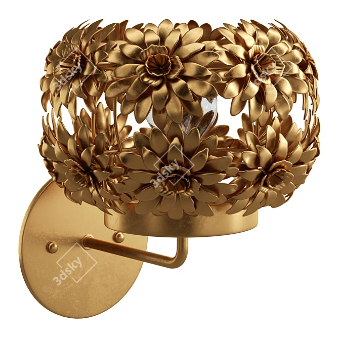 Metallic Gold Daisy Wall Sconce 3D model image 1