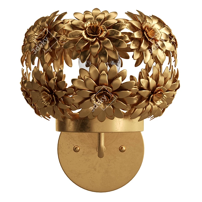 Metallic Gold Daisy Wall Sconce 3D model image 2