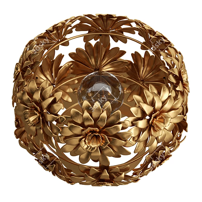 Metallic Gold Daisy Wall Sconce 3D model image 3