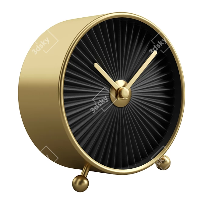 Retro-Glam Brass Clock 3D model image 1