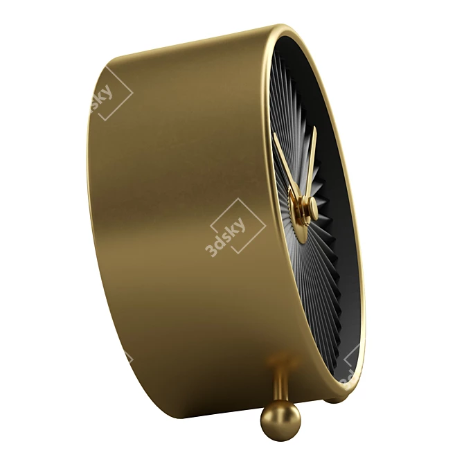 Retro-Glam Brass Clock 3D model image 3