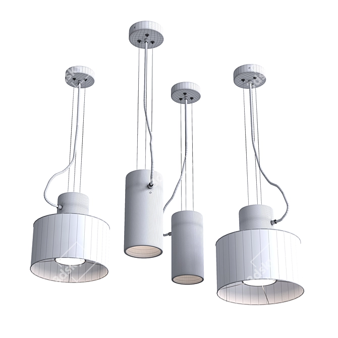 Modern Metallic Pendant Lamp Cylindrical 3D model image 3