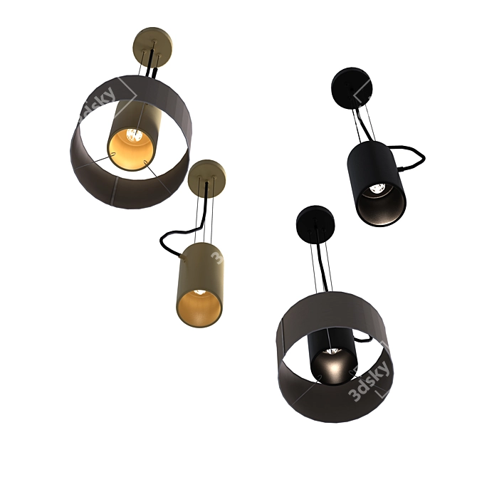 Modern Metallic Pendant Lamp Cylindrical 3D model image 4