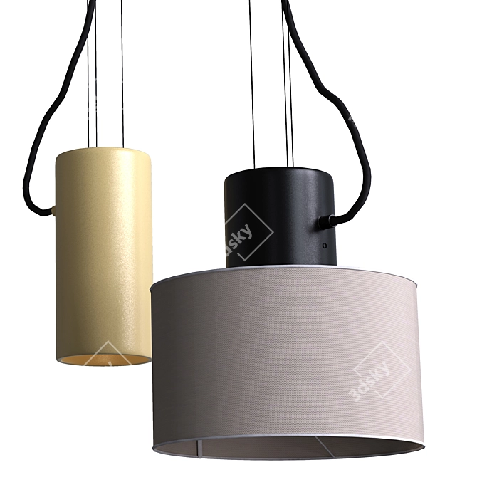 Modern Metallic Pendant Lamp Cylindrical 3D model image 5