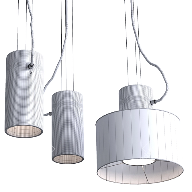 Modern Metallic Pendant Lamp Cylindrical 3D model image 7