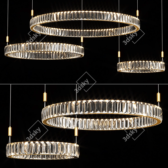 Modern Crystal Metal Ring Lamp 3D model image 1