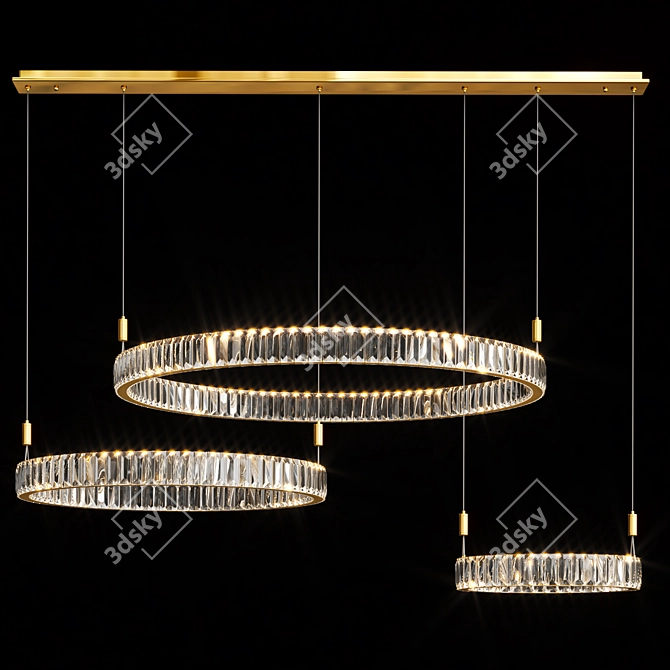 Modern Crystal Metal Ring Lamp 3D model image 3