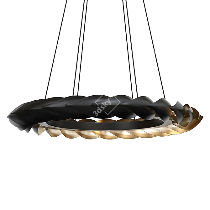 Modern Acacia Metal Chandelier 3D model image 1