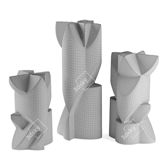 Modern Cubist Outdoor Column Statue 3D model image 6