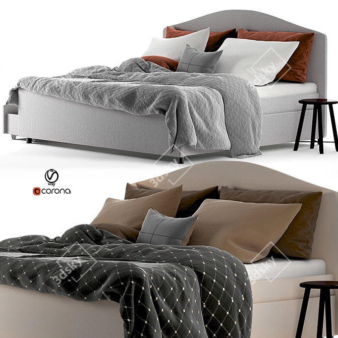 IKEA Hauga Queen Bed Set 3D model image 1