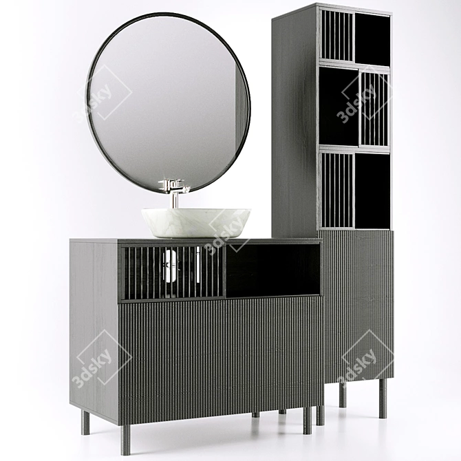 Elegant Bathroom Furniture Set 3D model image 2