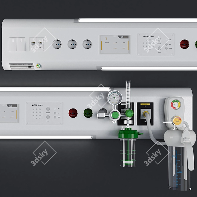 Hospital Bedside Unit Console 3D model image 2
