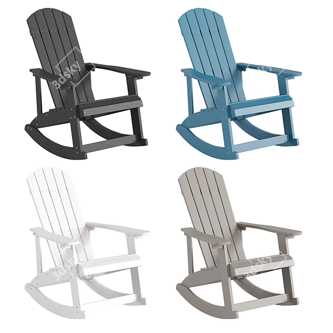 Adirondack All-Weather Outdoor Rocking Chair 3D model image 5