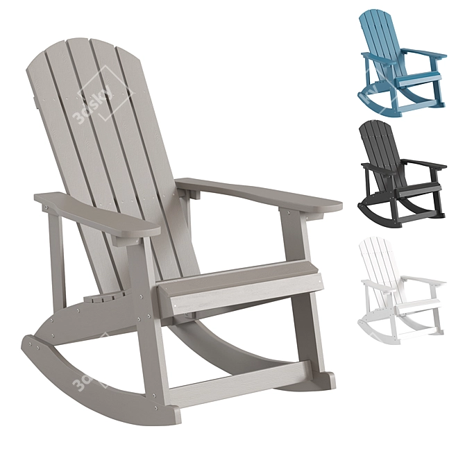 Adirondack All-Weather Outdoor Rocking Chair 3D model image 8