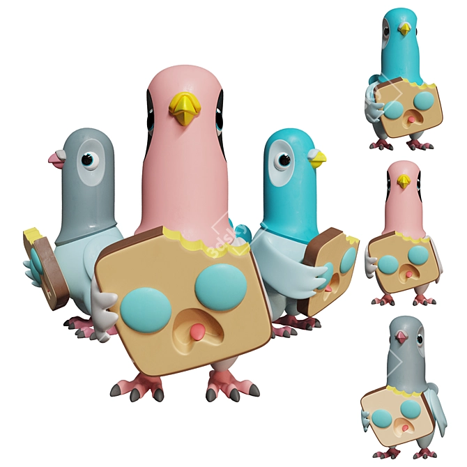 Coarse Play House Bird Figure 3D model image 1