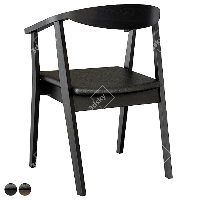 Minimalist Black Stockholm Chair 3D model image 3