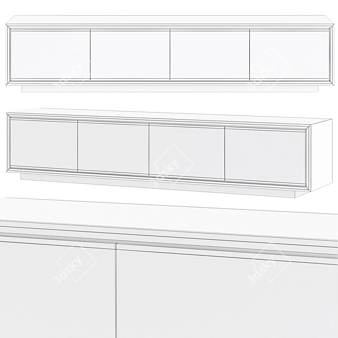 Modern Wood and Marble Sideboard 3D model image 2