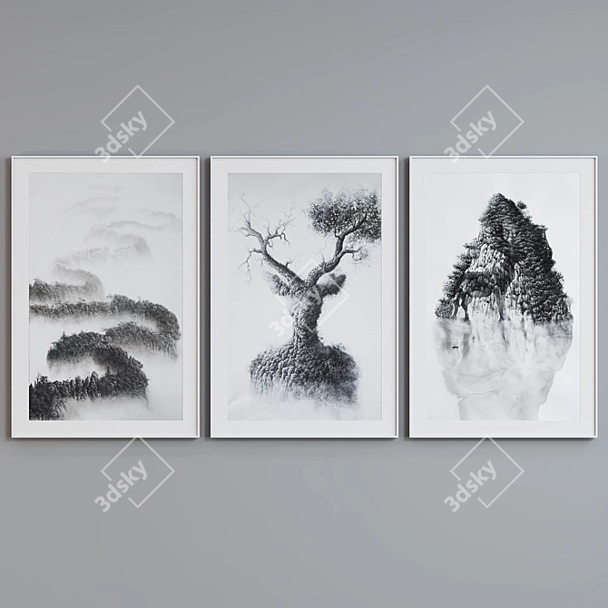 Modern Abstract Picture Frame Set 3D model image 3