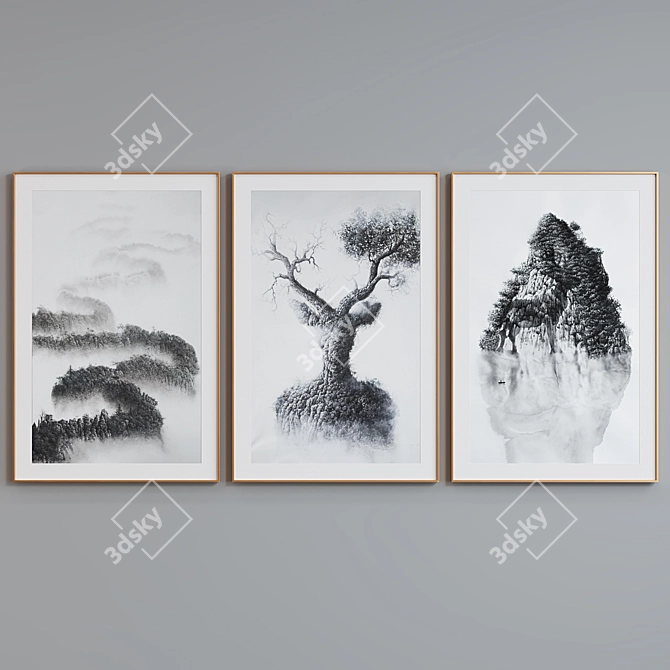 Modern Abstract Picture Frame Set 3D model image 5