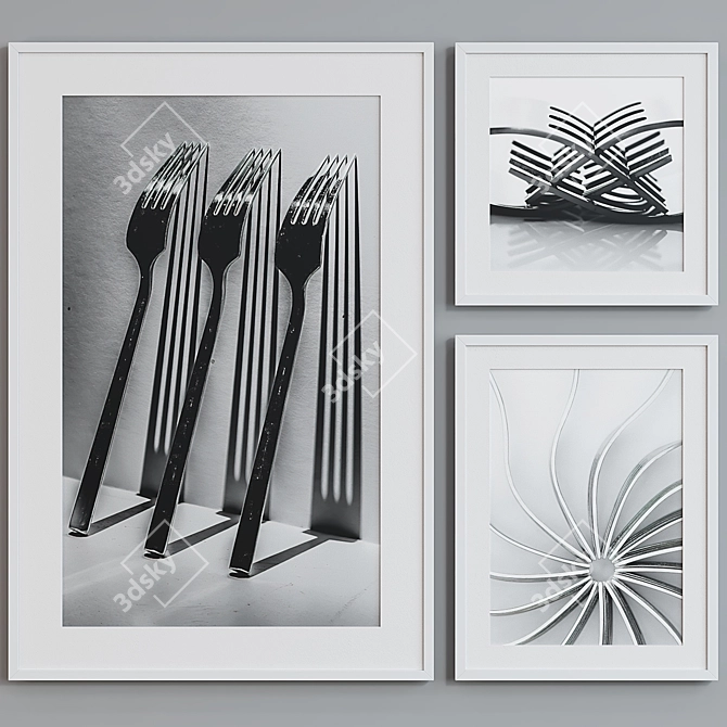 Modern Dining Utensils Picture Frame Set 3D model image 3