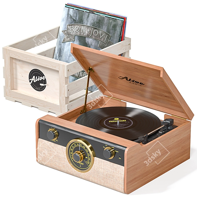 Vinyl Player Fusion with Storage Box 3D model image 1