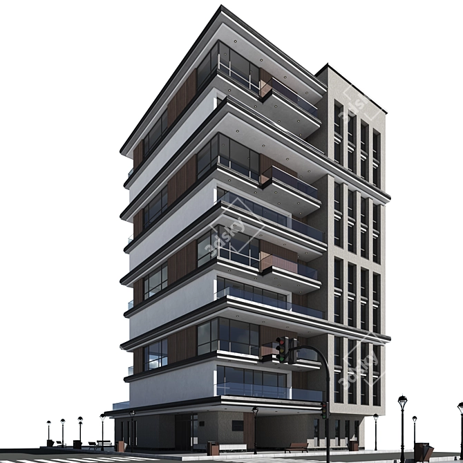 Residential 3D Building Model 3D model image 1