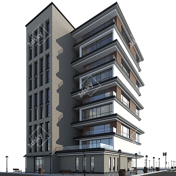 Residential 3D Building Model 3D model image 3