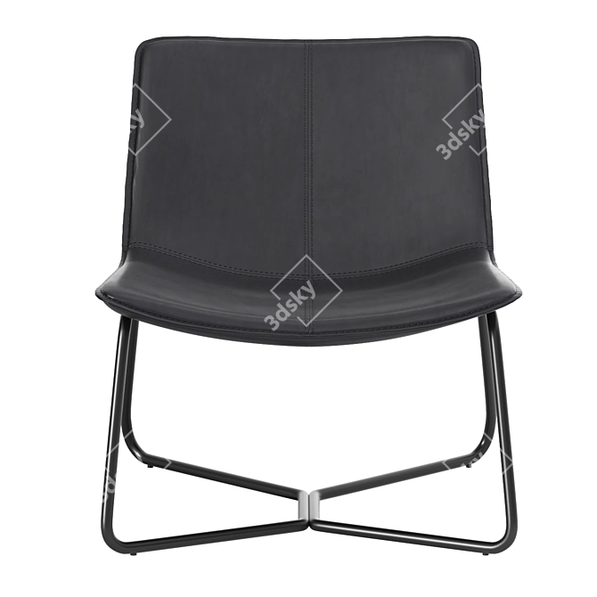 Sleek Leather Lounge Chair, Black 3D model image 3