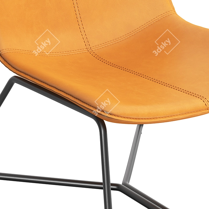 Sleek Leather Lounge Chair, Black 3D model image 5