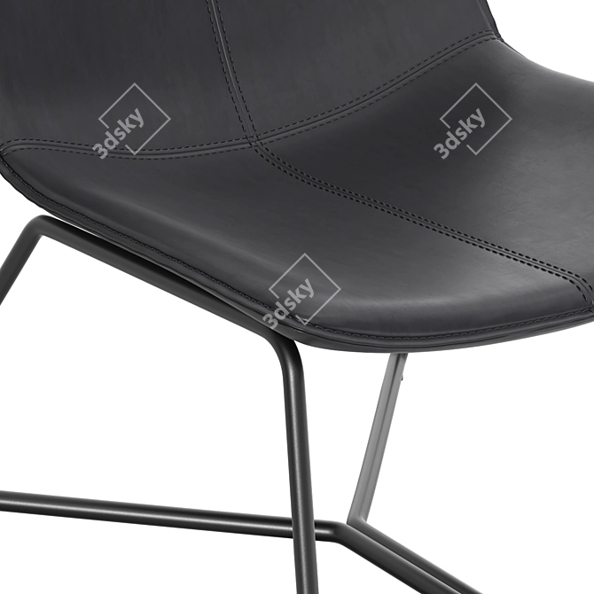 Sleek Leather Lounge Chair, Black 3D model image 6