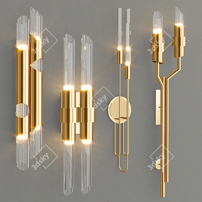 Luxu Metallic Wall Lamp Collection 3D model image 2