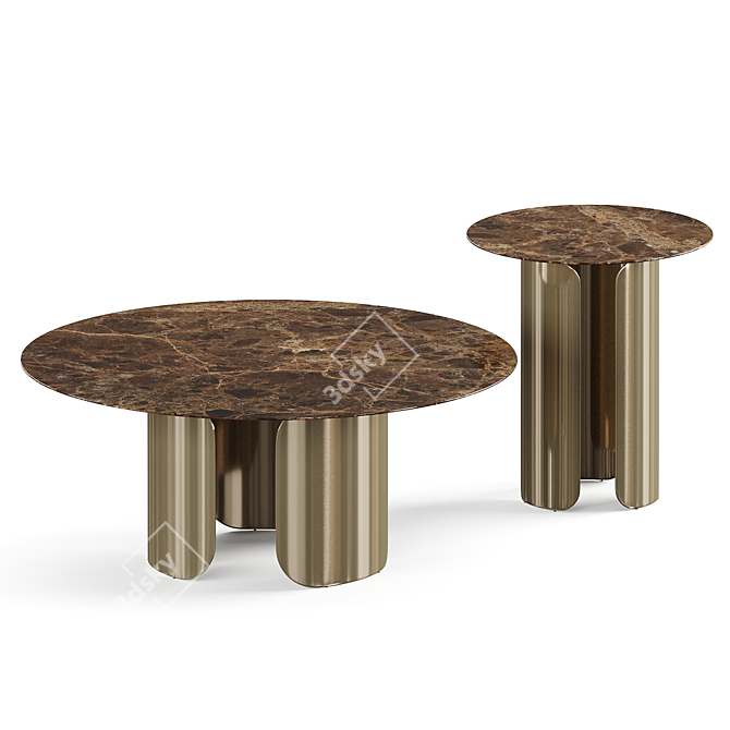 Modern Round Coffee Table Set 3D model image 1