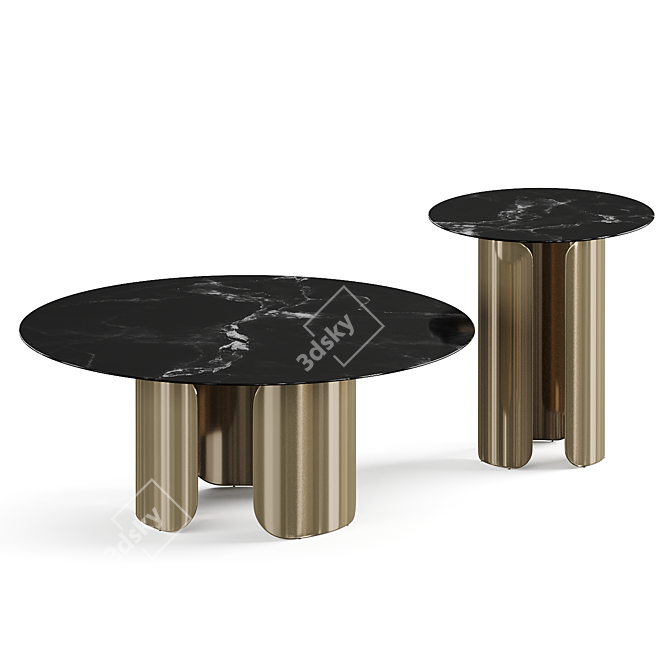 Modern Round Coffee Table Set 3D model image 2