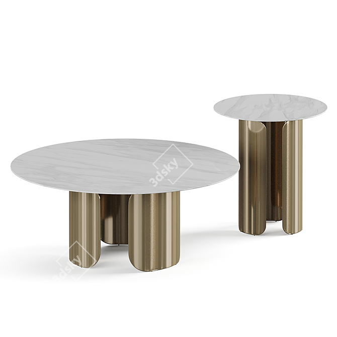 Modern Round Coffee Table Set 3D model image 3