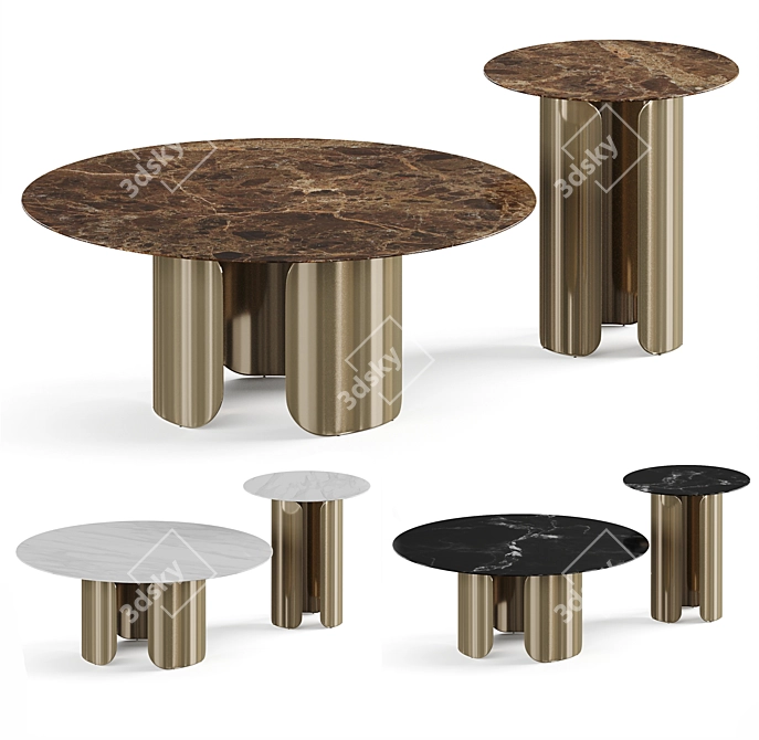 Modern Round Coffee Table Set 3D model image 5