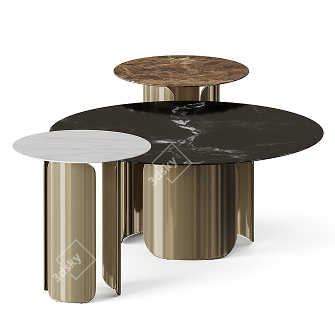 Modern Round Coffee Table Set 3D model image 6