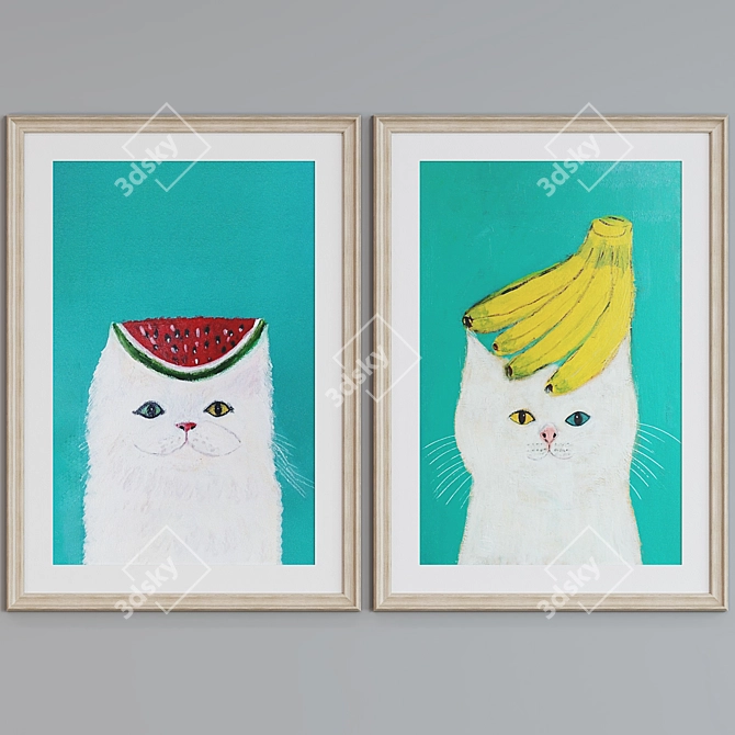 Cat Portrait Picture Frame Set 3D model image 2