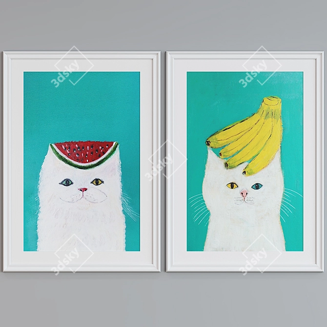 Cat Portrait Picture Frame Set 3D model image 3