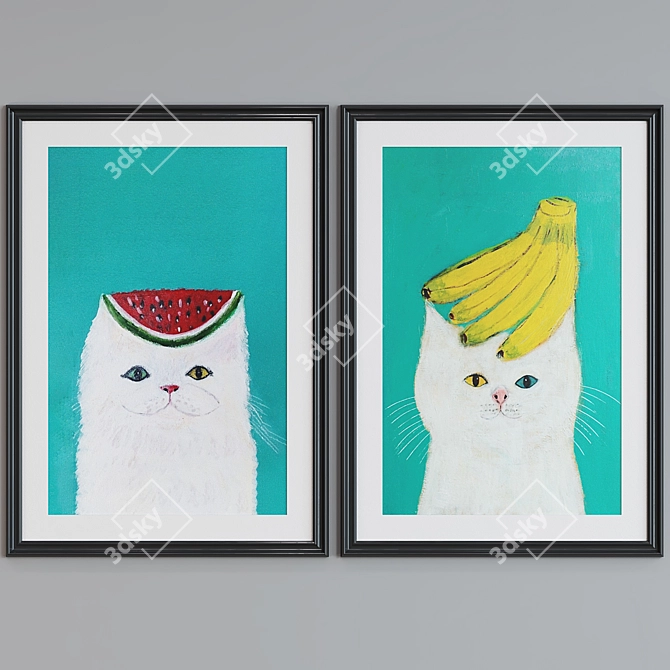 Cat Portrait Picture Frame Set 3D model image 4