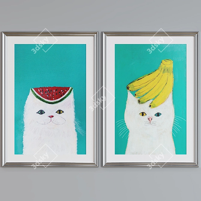 Cat Portrait Picture Frame Set 3D model image 5