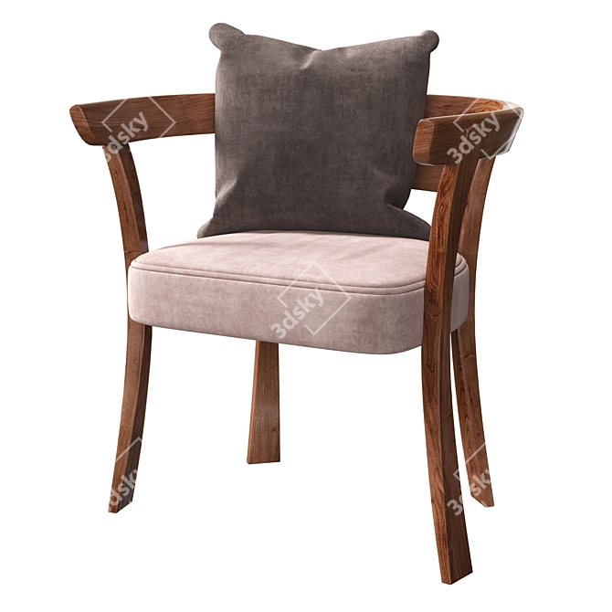 Handcrafted Floridita Walnut Upholstered Chair 3D model image 1