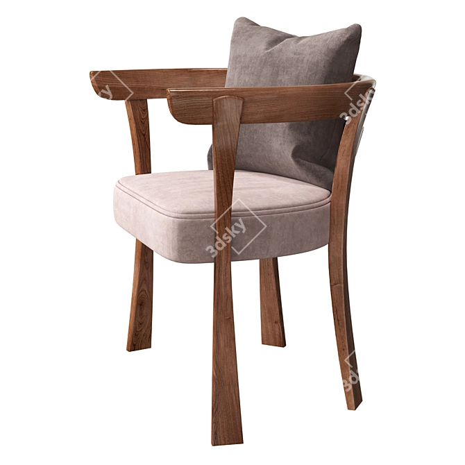 Handcrafted Floridita Walnut Upholstered Chair 3D model image 2