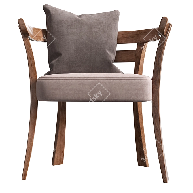 Handcrafted Floridita Walnut Upholstered Chair 3D model image 5