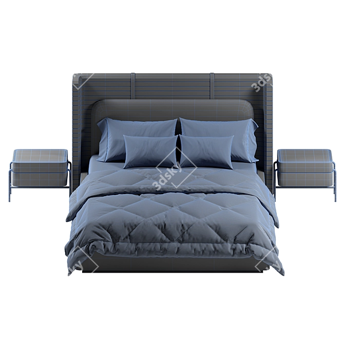 Elegant Mezzo Perry Bed Frame 3D model image 3