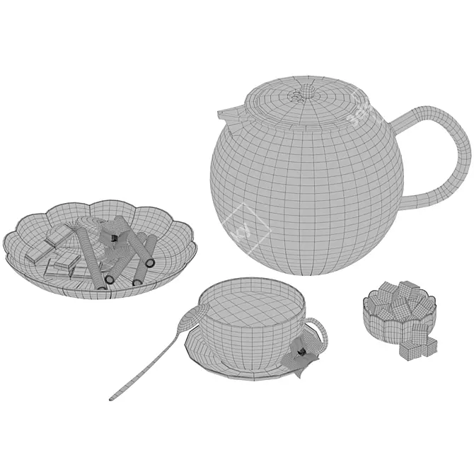 Tea Time Set 3D model image 4