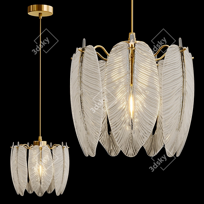 Feather Drum Glass Pendant Lamp 3D model image 2