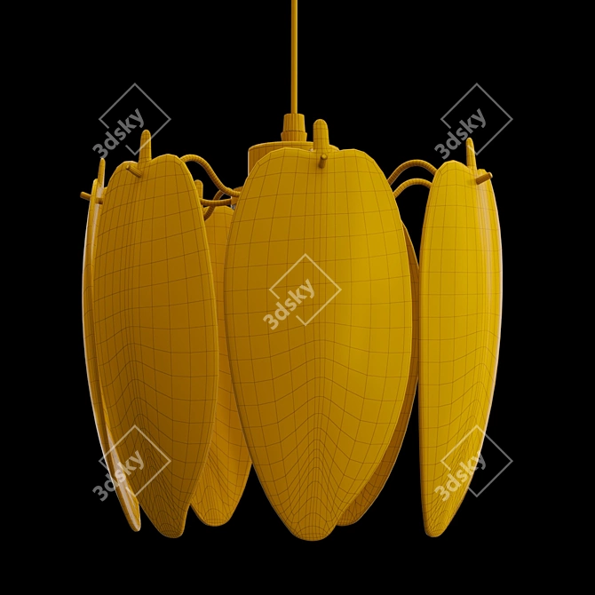 Feather Drum Glass Pendant Lamp 3D model image 3