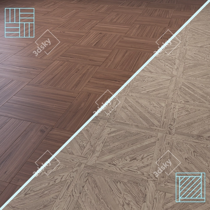 Wood Floor 3D Model Kit 3D model image 1