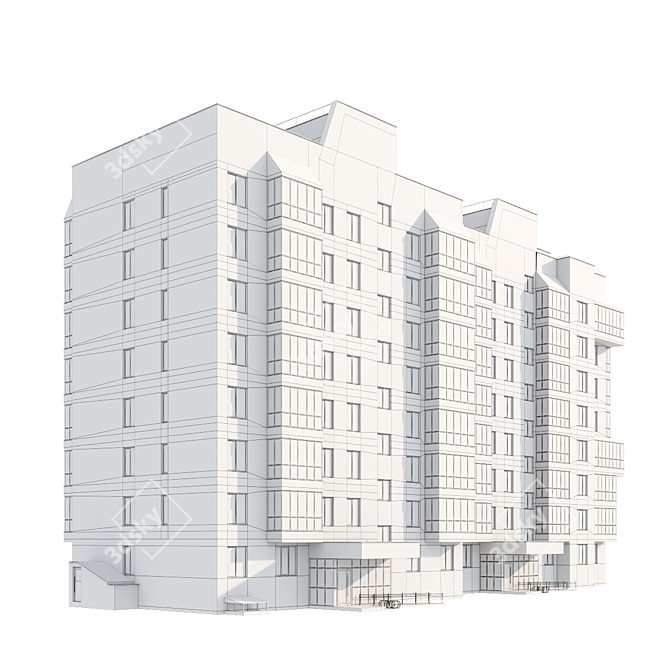 Urban Apartment Complex 3D model image 3