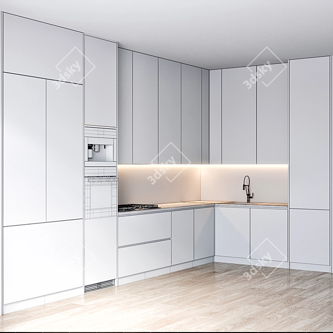  Modern Kitchen Setup with Miele & Brizo 3D model image 6